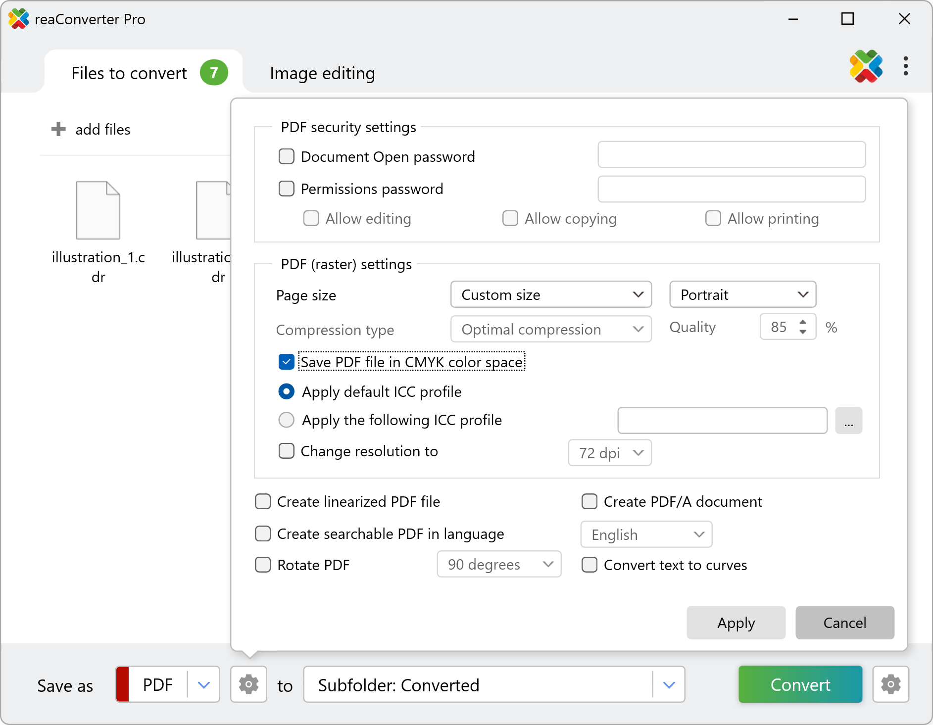 PDF Saving Settings