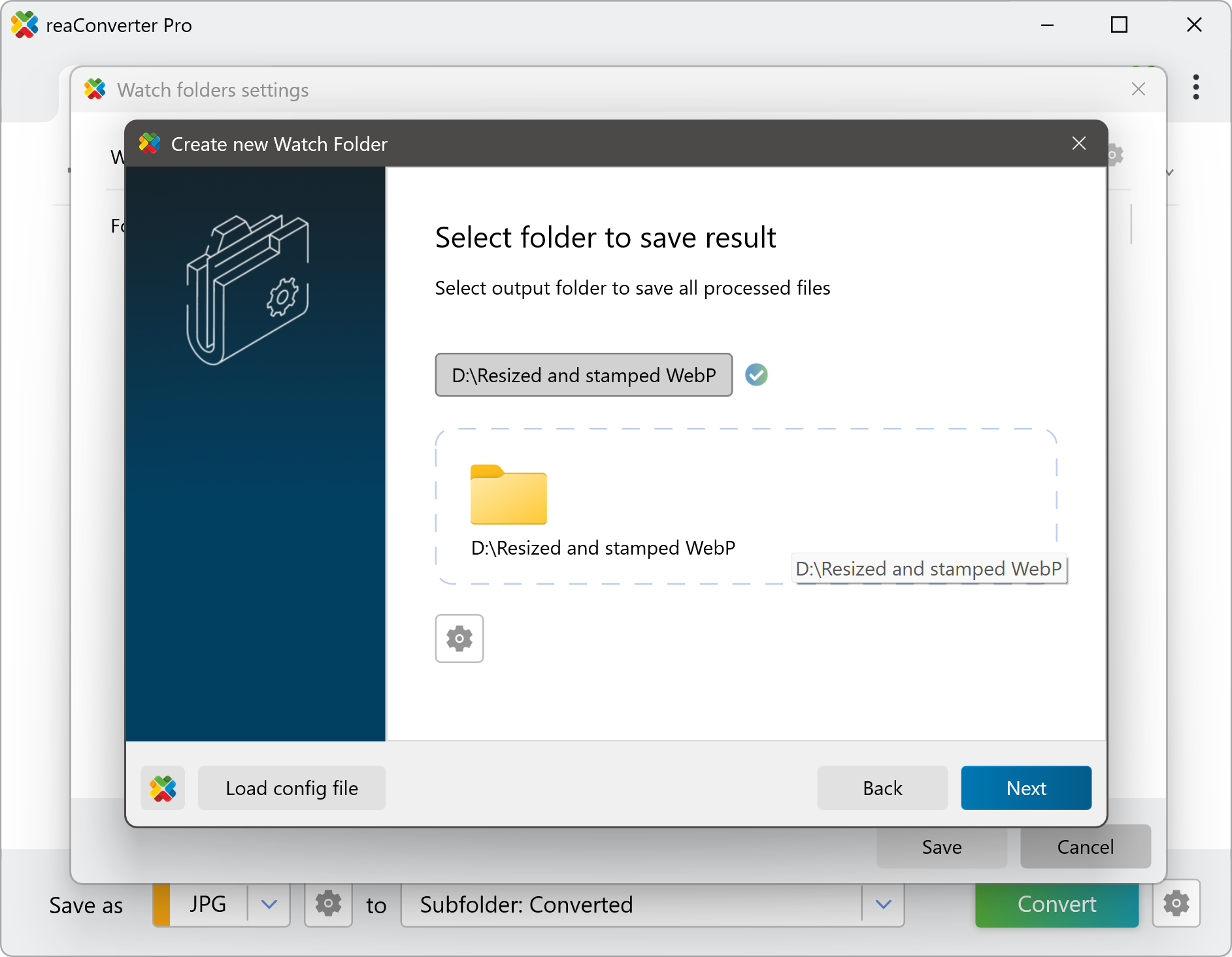 Choose output folder