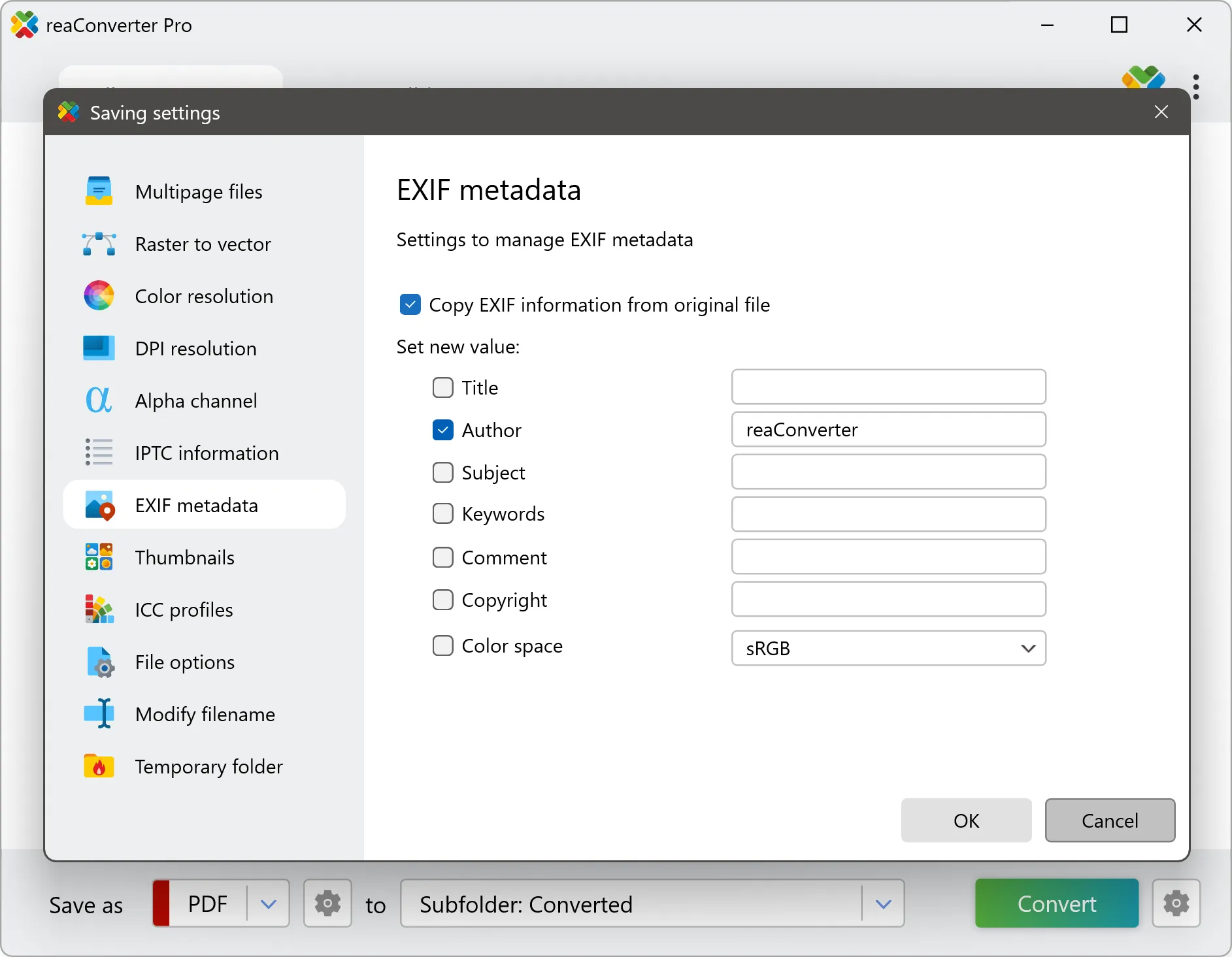 Edit EXIF information