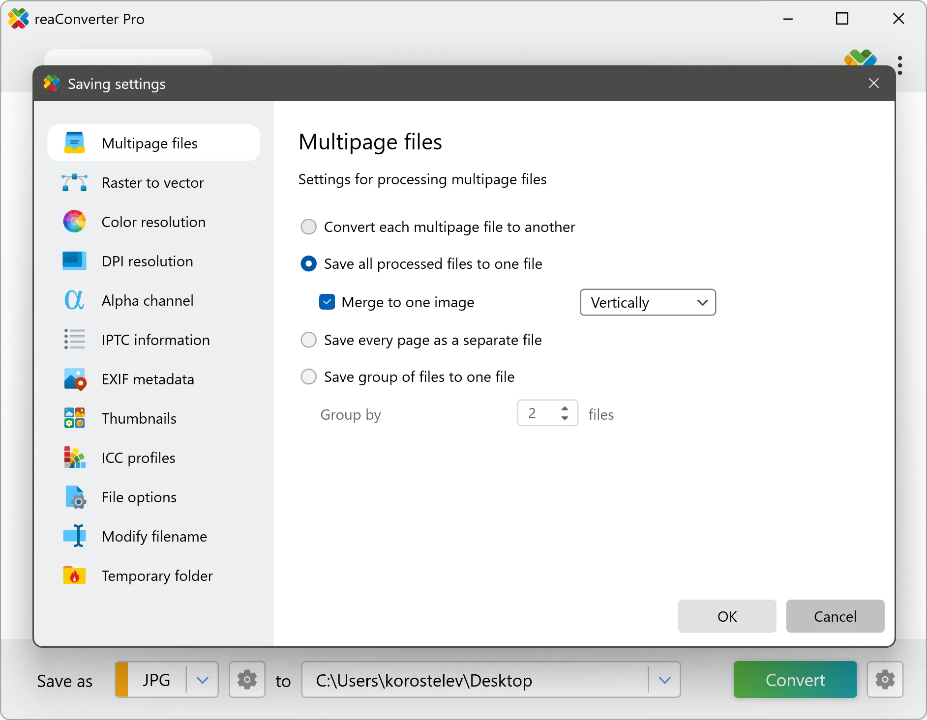 Save all processed files to one file