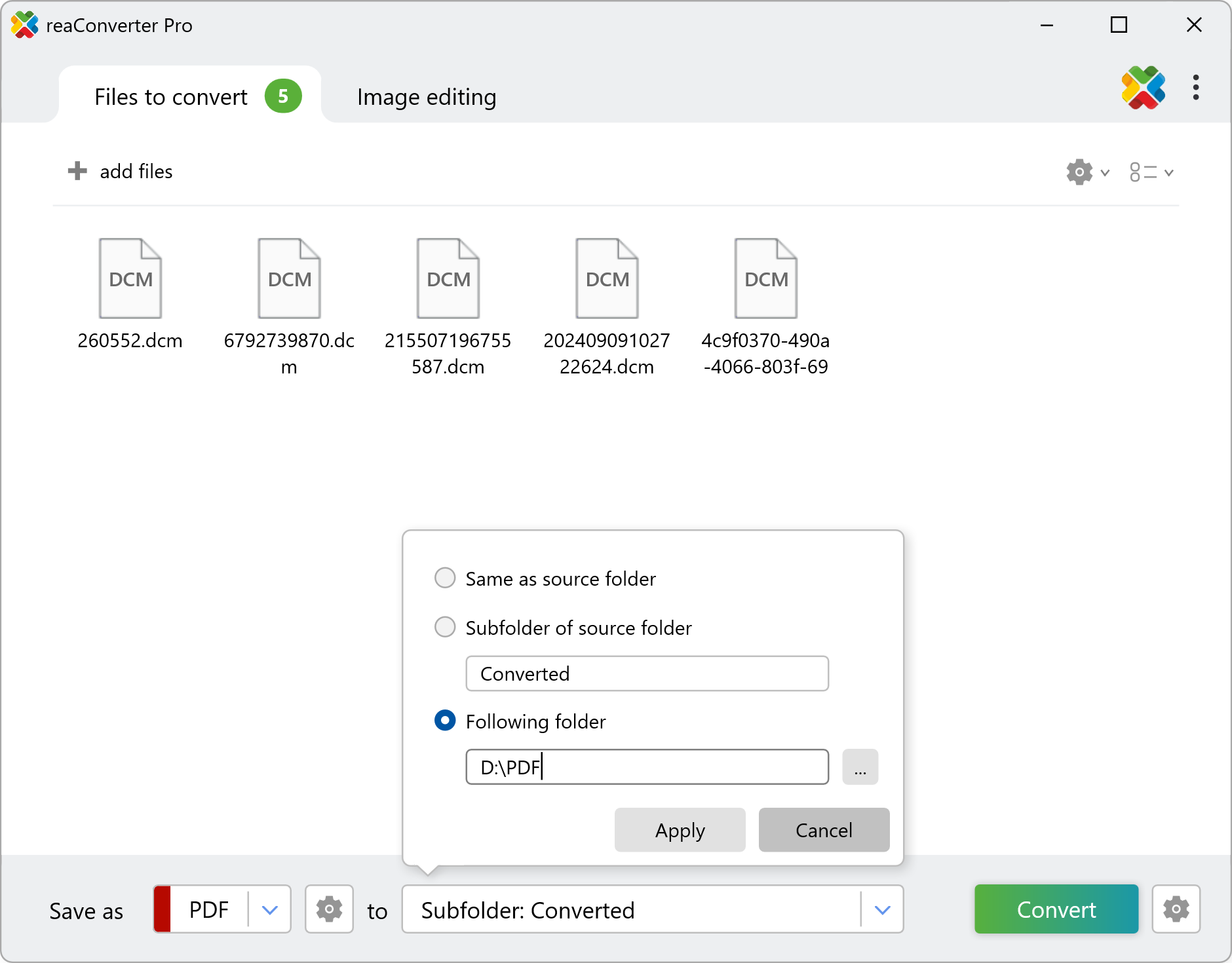 Select PDF as the output format and choose a save location