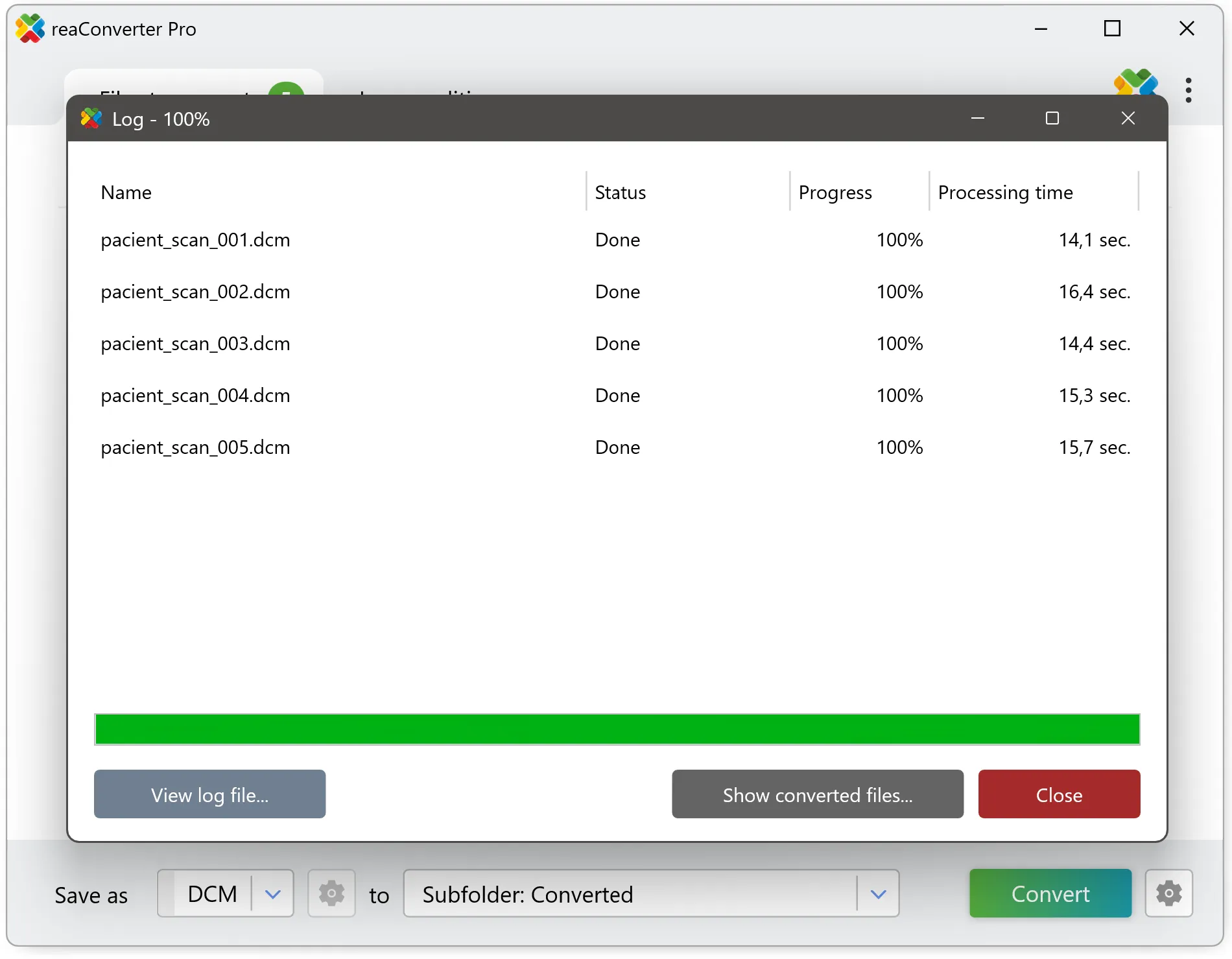 Start DICOM to DICOM conversion