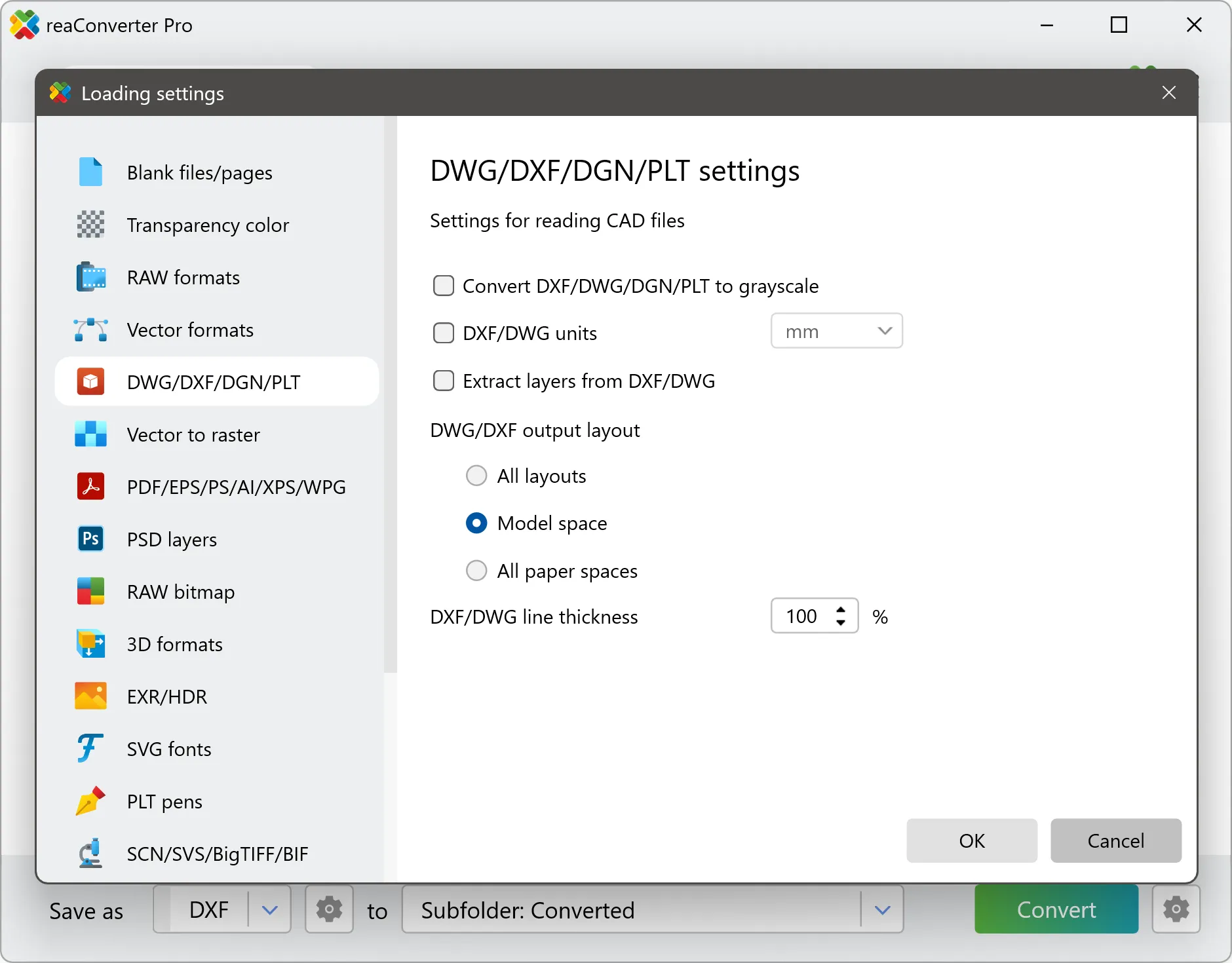 Configure DWG loading settings